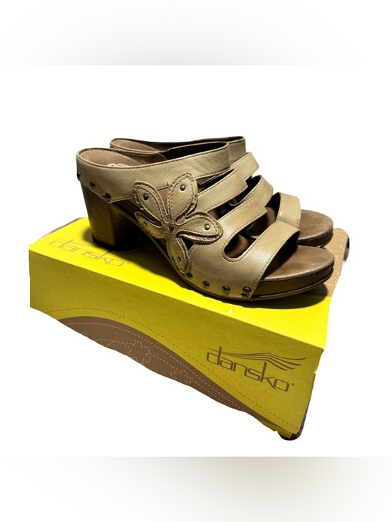 Dansko Shoes - Dansko Nigella Leather Mule Strappy Sandal Women's 38 Tan Floral Block Heel Cute